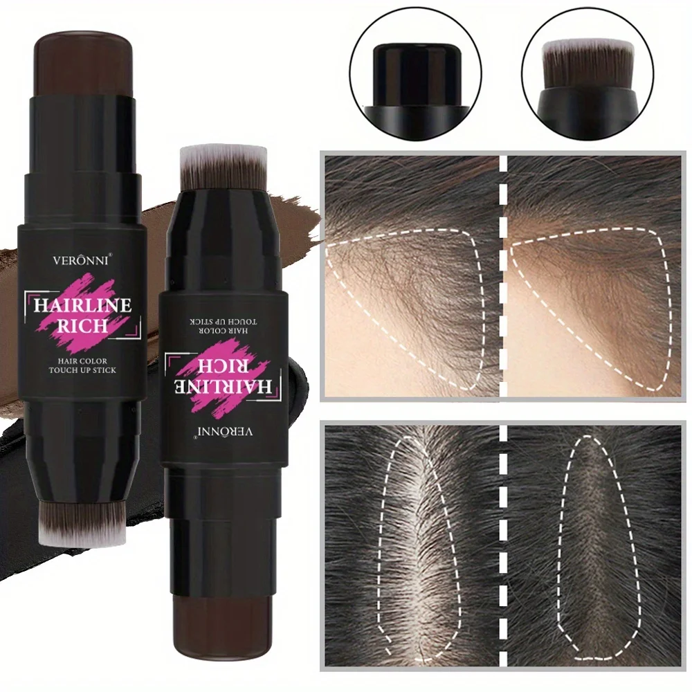2 szt. Pudru do koryguowania linii włosów z pisakiem do koloryzacji włosów, odporny na rozmazywanie, natychmiastowo kryje linie włosów i korzenie włosów, szybkie zakrycie