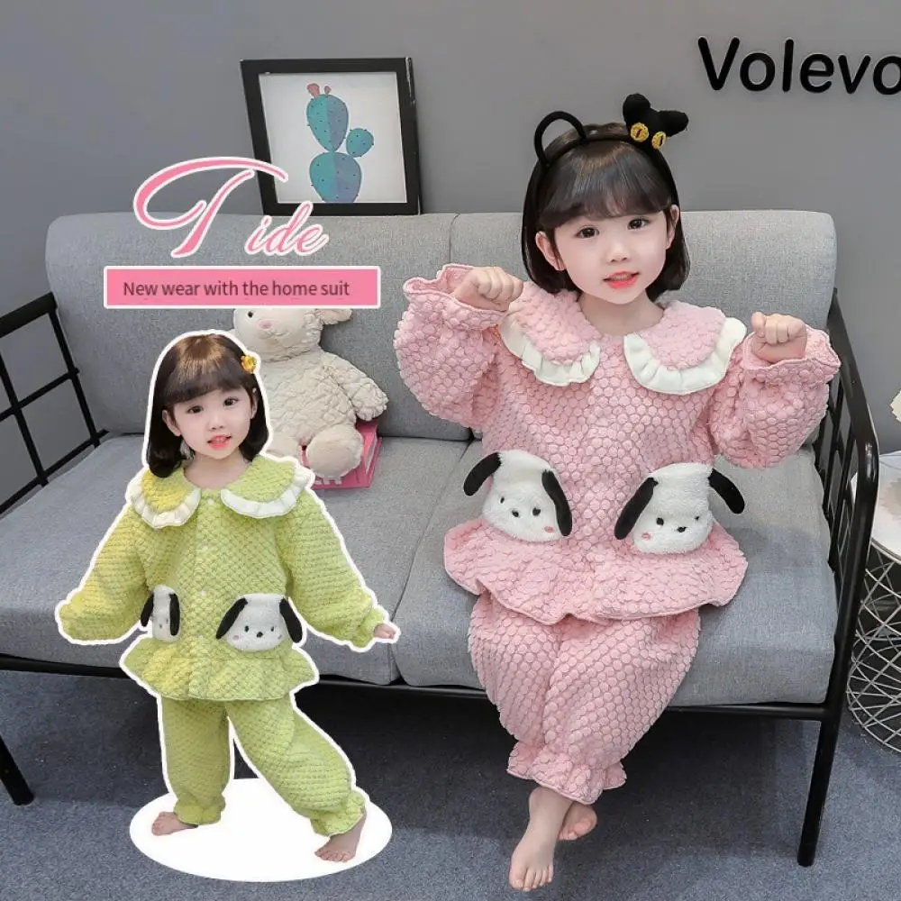 

Милая Фланелевая пижама Sanrio почтоко для девочек на осень и зиму, плюшевая теплая одежда для сна, ночное белье, аниме, мультяшный подарок