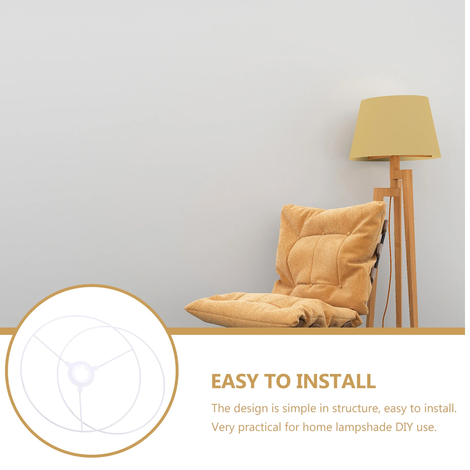 

Metal Lampshade Frame DIY Kit 3D Ring Support Vintage Modern Chandelier Reducer White Solid Sturdy Premium Metal Cage Guard For
