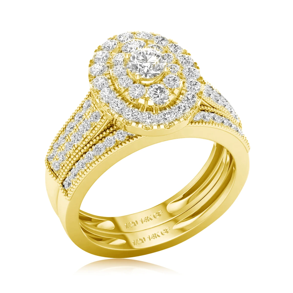 2pcs/set 14k Gold Filled Bridal Ring Set Luxury Moissanite Stackable Rings for Women Wedding Band Engagement Finger Jewelry