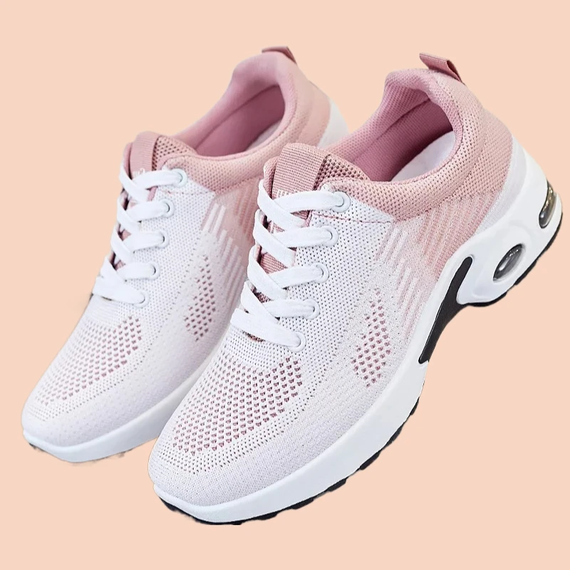 

Women Air Cushion Athletic Sneakers with Lightweight Mesh Outdoor Sports Training Shoes Breathable Lace-up Running Shoes for