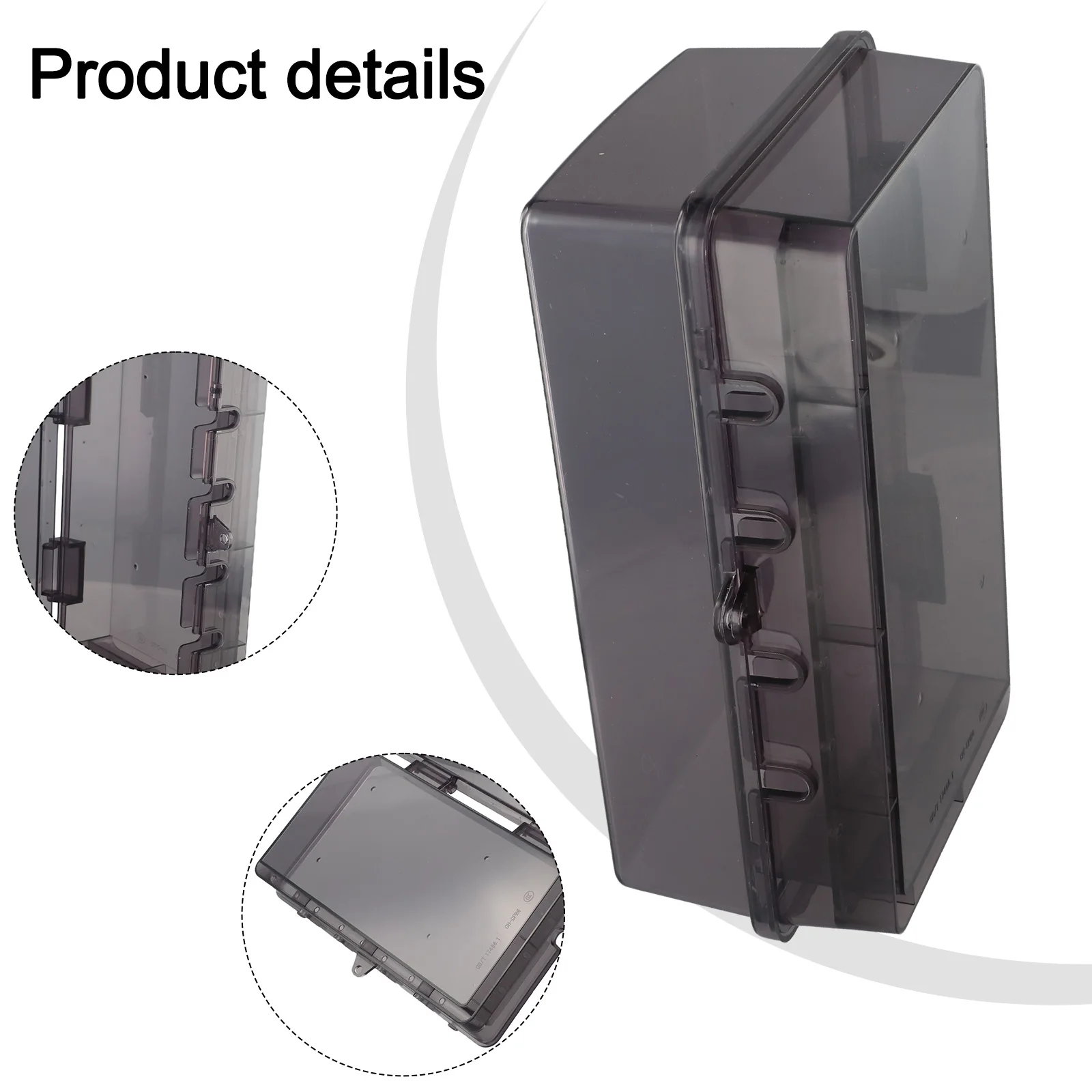 Diseño de tomas, caja eléctrica para exteriores, puerto de drenaje impermeable como se muestra en la imagen, nombre del producto, regleta, caja impermeable
