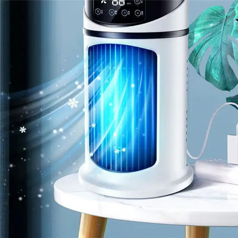 (ˉ﹃ˉ) Portable Air Conditioner Home Mini Air Cooler Portable Air Conditioner for 6 Gears Wind Black White