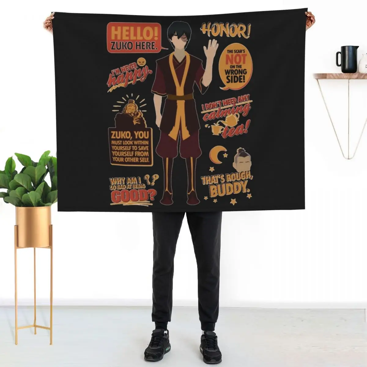 

Hello, Zuko Here! Funny Throw Blanket Cozy Throw Blanket Birthday Gift for Him Her