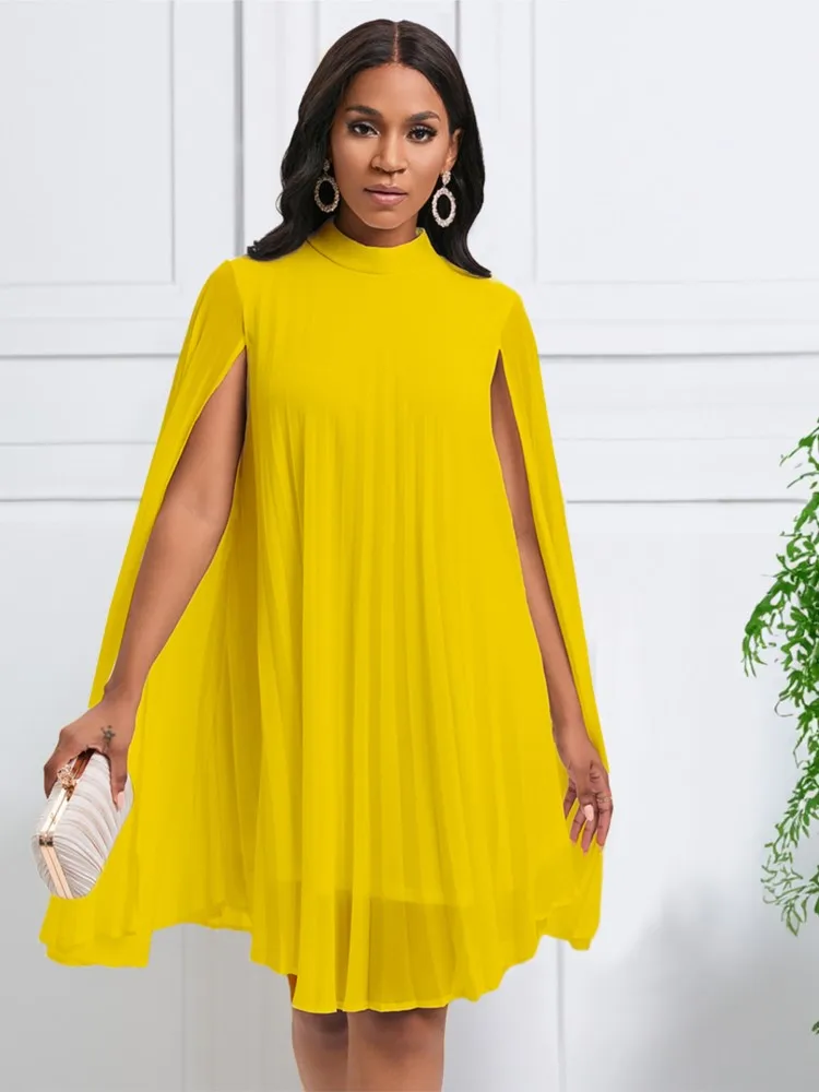 

Chiffon Dress For Women Fashion Elegant 2025 New Round Neck Batwing Sleeve Loose Short Dress Luxury Birthday Party Dinner Dress