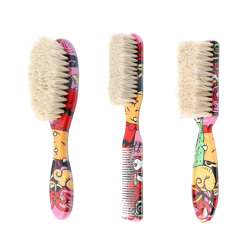 

Двухсторонняя Расческа с принтом, щетка для укладки бороды, профессиональная щетка для бритья бороды, парикмахерская расческа для удаления сломанных волос для мужчин