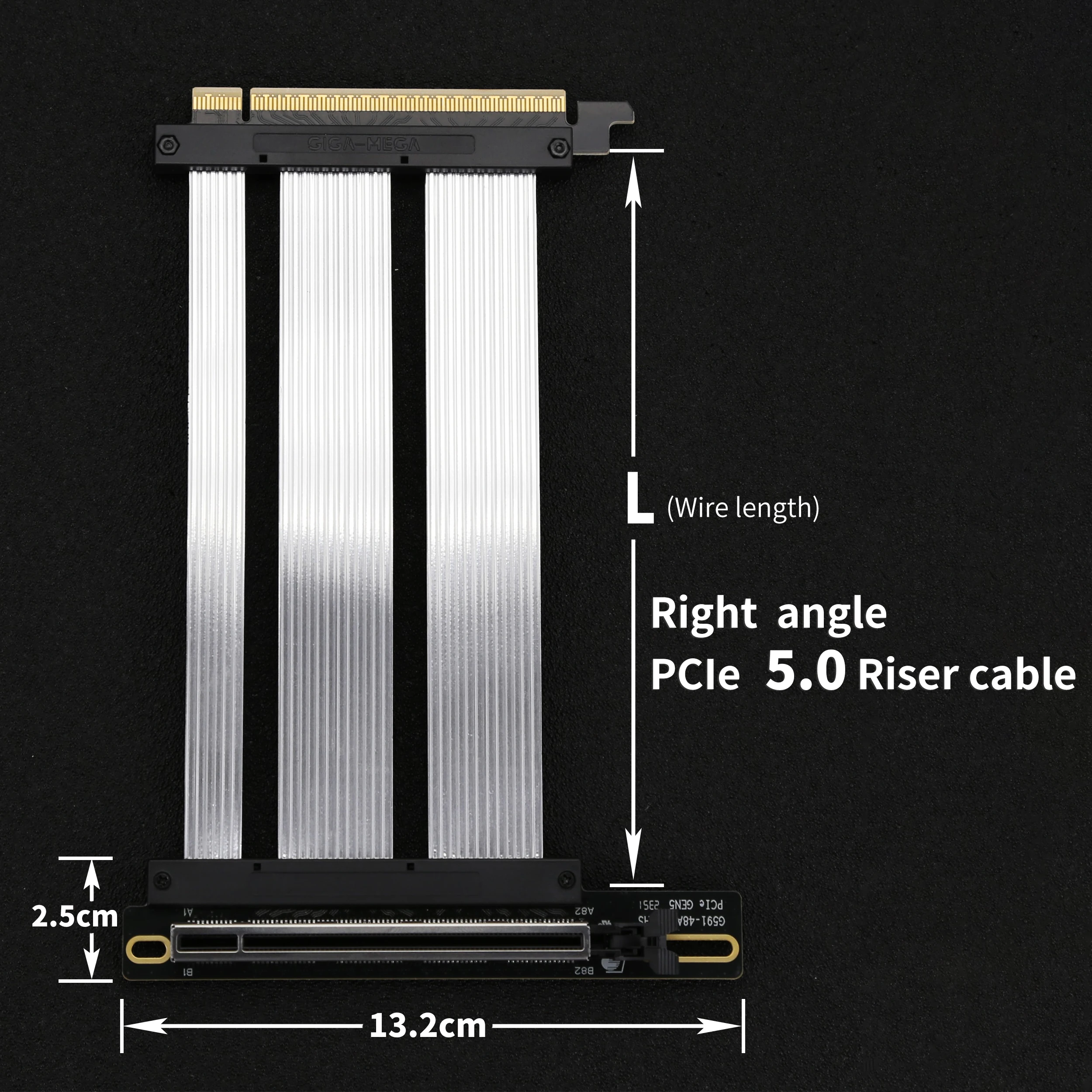 Imagem -05 - Cabo Riser Pcie 5.0 Gpu Suporte de Montagem Vertical Gen5 Raid Ssd Riser Card Verificado. Baixa Perda Gpu de Próxima Geração