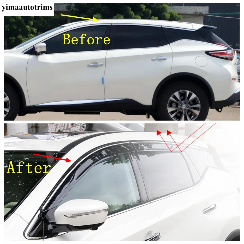 Car Smoke Window Sun Rain Visor For Nissan Murano 2016 - 2021 Car Sunny Wind Vent Deflector Guard Accessories Exterior 4PCs