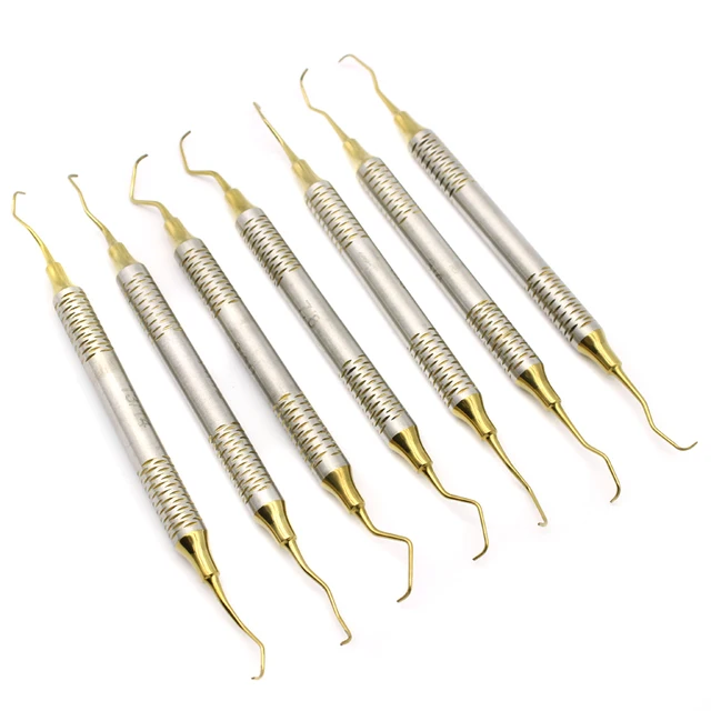7Pcs/Set Dental Curettes Skalers Perio Gracey Curette Dental Teeth Scaler Oral Care Zestaw narzędzi chirurgicznych do wybielania zębów