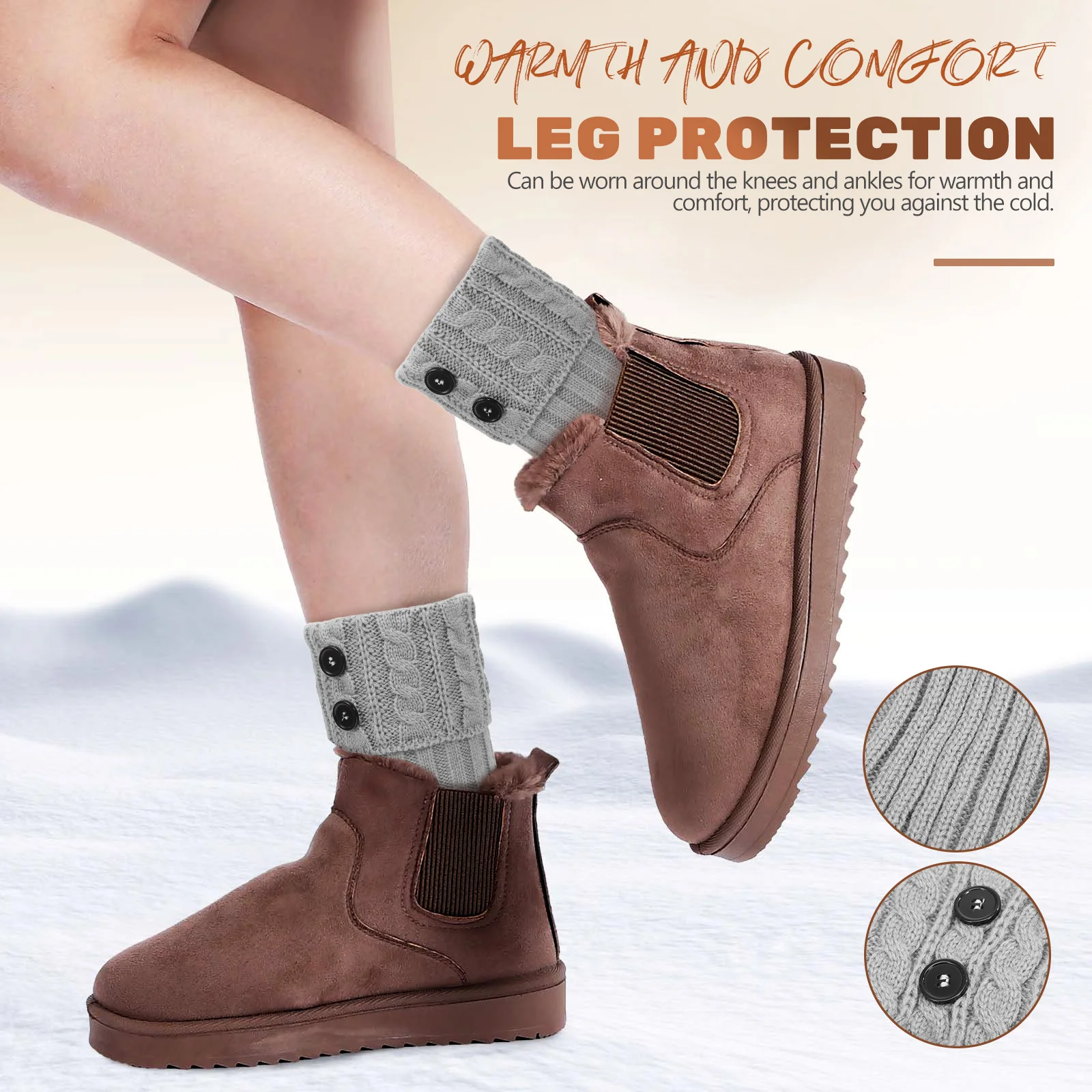 

4Pairs Short Knitted Socks Women Thermal Leg Warmers Ankle Protection Boot Cuffs Soft Acrylic Fiber Comfortable Wear