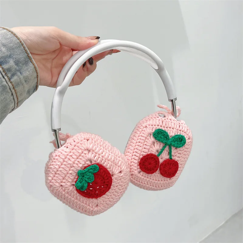 

Knitted Cherry Strawberry Case for AirPods Max Protective Headset Headphone Airpod Max Case Cover