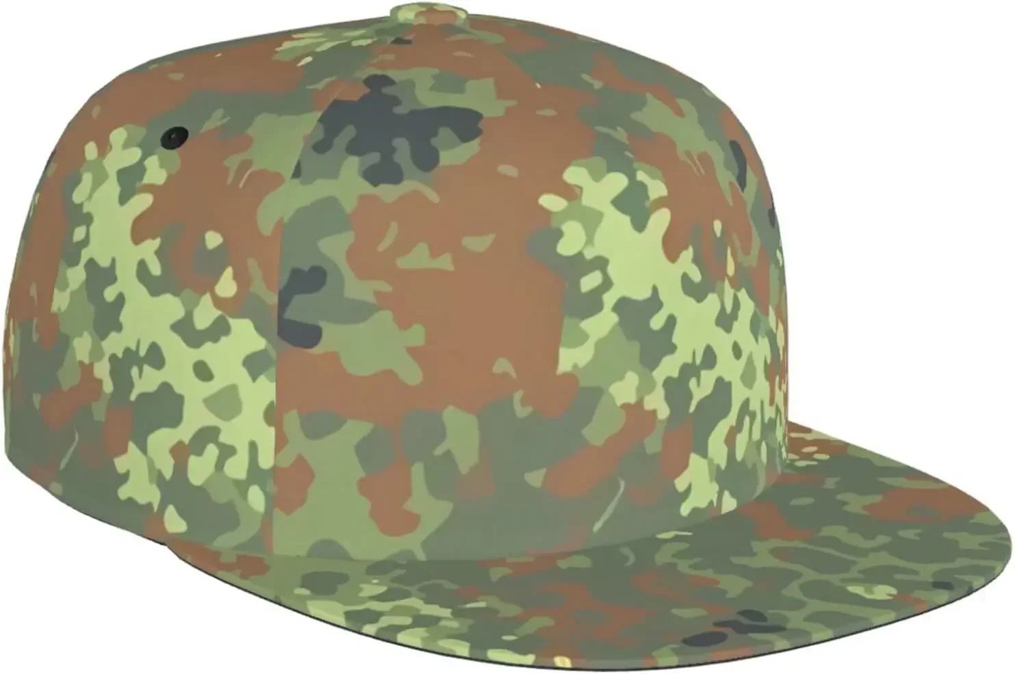 German Bundeswehr Flecktarn Camo Baseball Cap for Men Women Snapback Hat Hip Hop Style Flat Bill Brim Adjustable Visor Beach