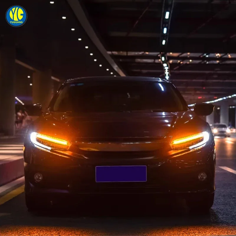 

YU GUANG for Honda for Civic 10th Gen 2016-2021 LED Headlights Assembly 6000k Front Light Upgrade New Car Accessories Head Lamp！