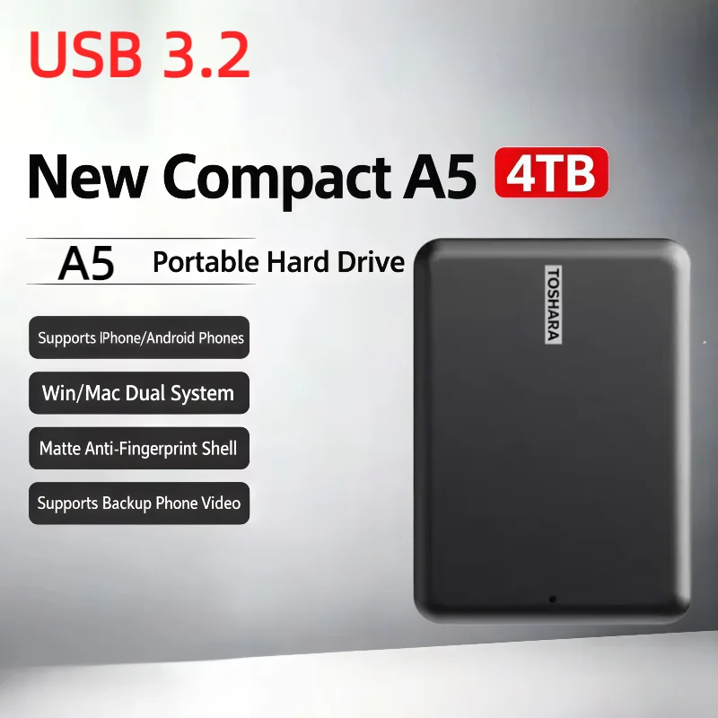 Original A5 Portable External Hard Drive 4TB/1TB/2TB Canvio Basics USB 3.2 External Data Storage Capacity for PS5 Notebook