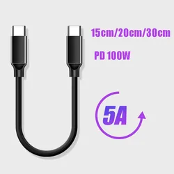 15cm 20cm 30cm rodzaj USB C krótki kabel typu C z męskiego na męskie kabel do transmisji danych 100W 5A Chip szybkiego ładowania USB3.2 Gen2 podwójny męski ekran 4K