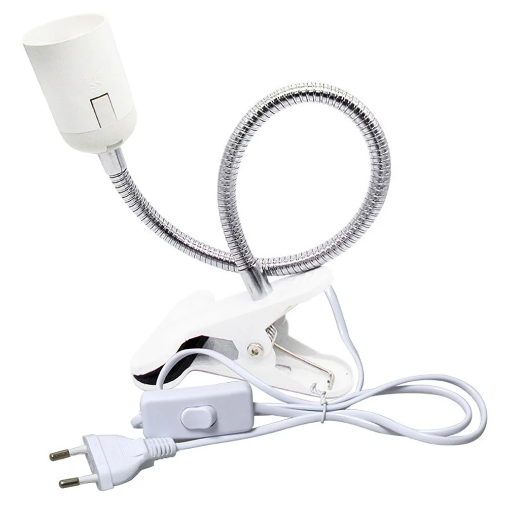 Flexível Suporte Da Lâmpada De Mesa, E27 Base De Luz, Soquete Gooseneck, Clip-on Cabo, Power On Switch para Casa, UE, EUA, UK Plug, 360 Graus