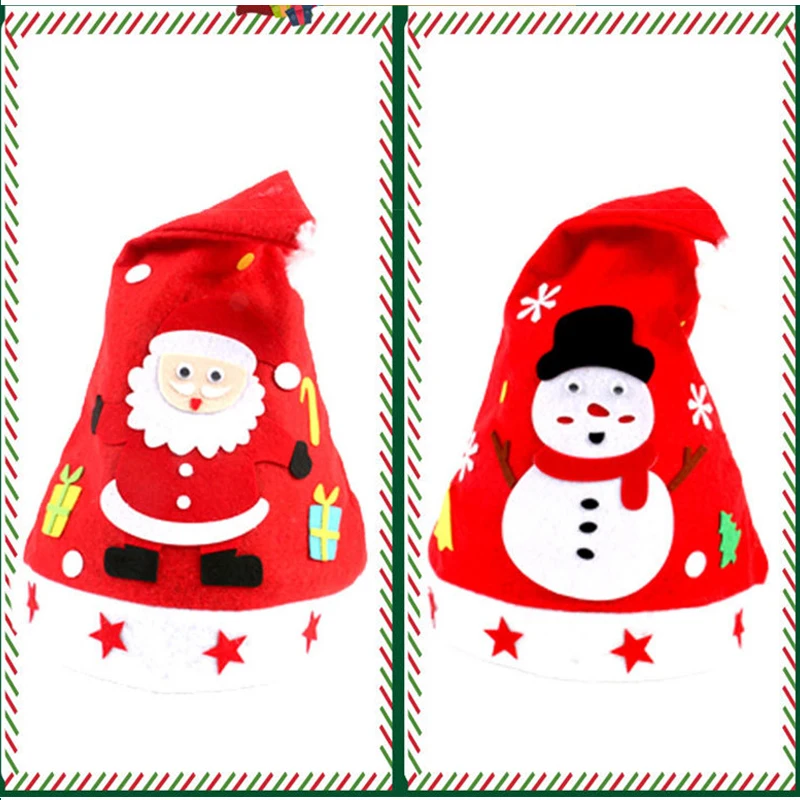 DIY Christmas Handicraft Toys Handmade Christmas Hat Non-woven Cartoon Creative Art Craft Kit Decoration Christmas Gift For Kids