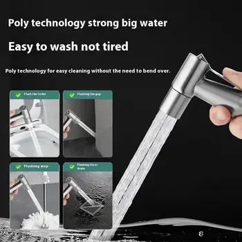 Stříkací pistole Ruční přenosná toaleta Držák na bidet Ruční baterie Domácí koupelna Sprchová hlavice Samočisticí 304 Sada praček 8 nejlepší prodej Přenosná ruční sprcha - №6