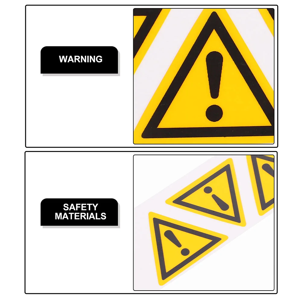 10 Pcs Safety Warning Labels Stickers Caution Yellow Triangle Funny Signs High Visibility Waterproof Self Adhesive Folder Tags