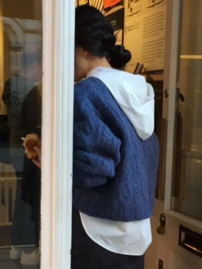 Csa e informal hoada de manga larga con capucha de Color puro para mujer, Top versátil con diseño de un solo botó...