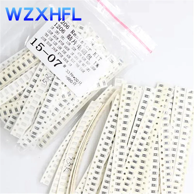 1206 SMD Resistor Kit Assorted Kit 1ohm-1M ohm 1% 33valuesX 20pcs=660pcs Sample Kit