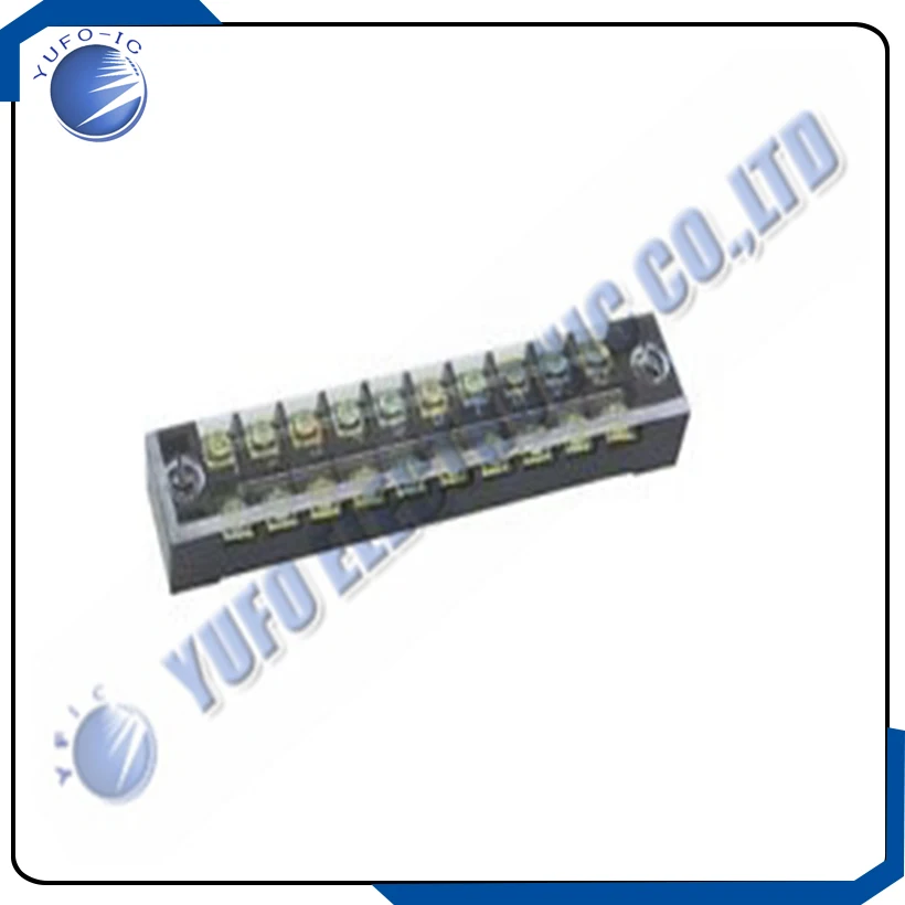 Free Shipping One Lot 2Pcs TB-1510 600V 15A Double Rows Cover Guard 10 Position TerminalBlocks AKIntegrated Circuits