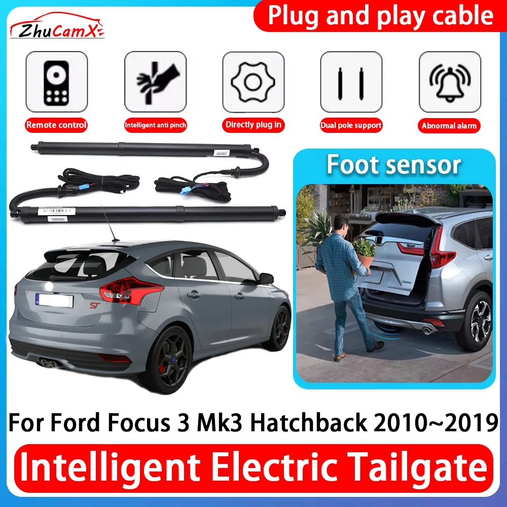 ZhuCamX Porta-malas de energia para carro, sucção elétrica, porta traseira inteligente, suporte de elevação para Ford Focus 3 Mk3 Hatchback 2010 ~ 2019