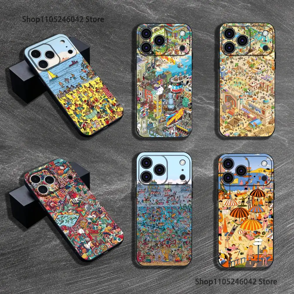 

Game Wheres W-WallyS Waldo Book Wear-resistant Phone Case For iPhone 17,16,15,14,13,12,Pro,XS,Max,XR,Plus,E,SE4 Black Soft Cover