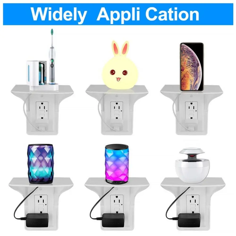 Plastic Living Rooms Usb Rack Barthroom Storage Phone Charging Holder Switch Rack Outlet Shelf