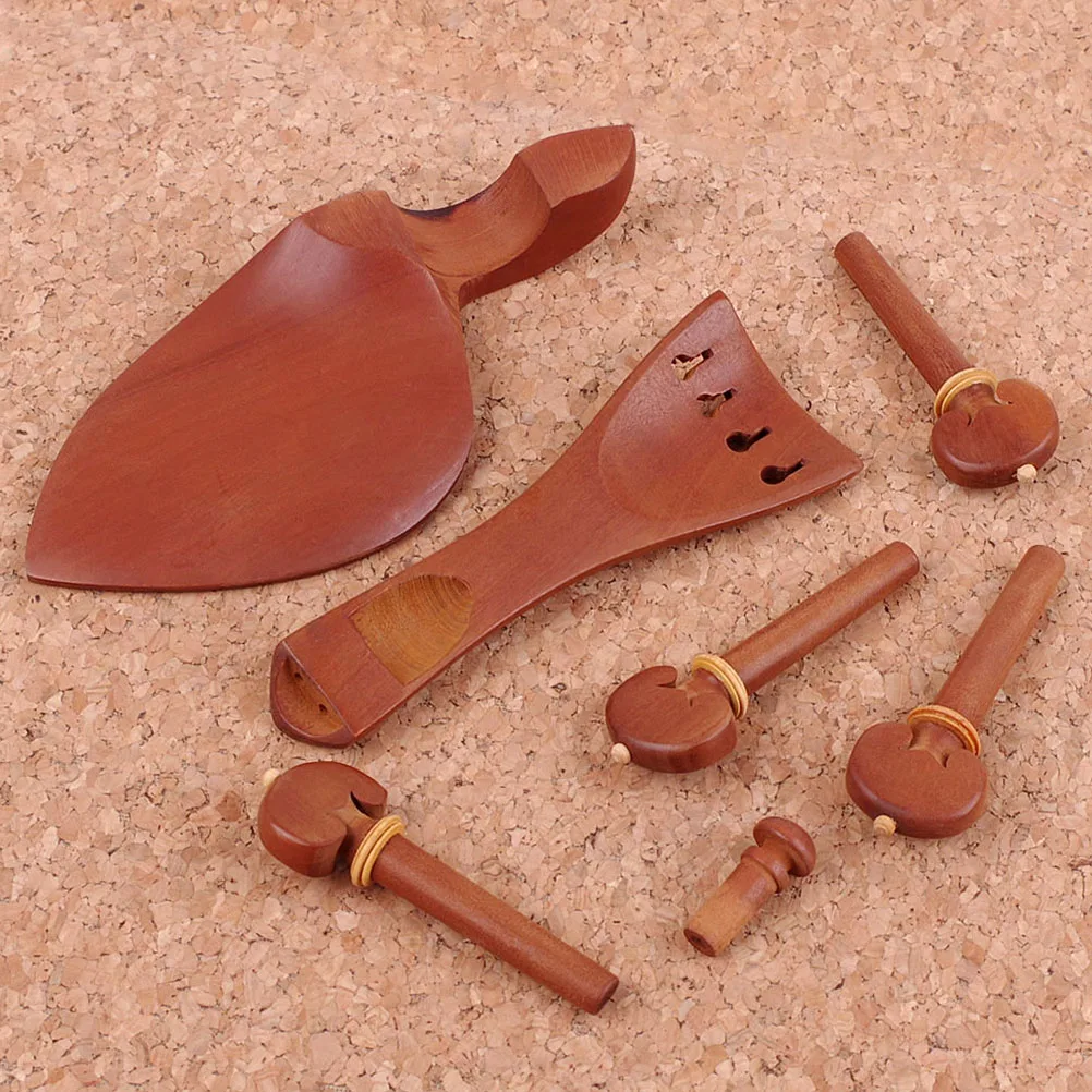 

7 Pcs/set Violin Jujube Wood Chin Rest Replace Peg Wooden Tailpiece Accessories
