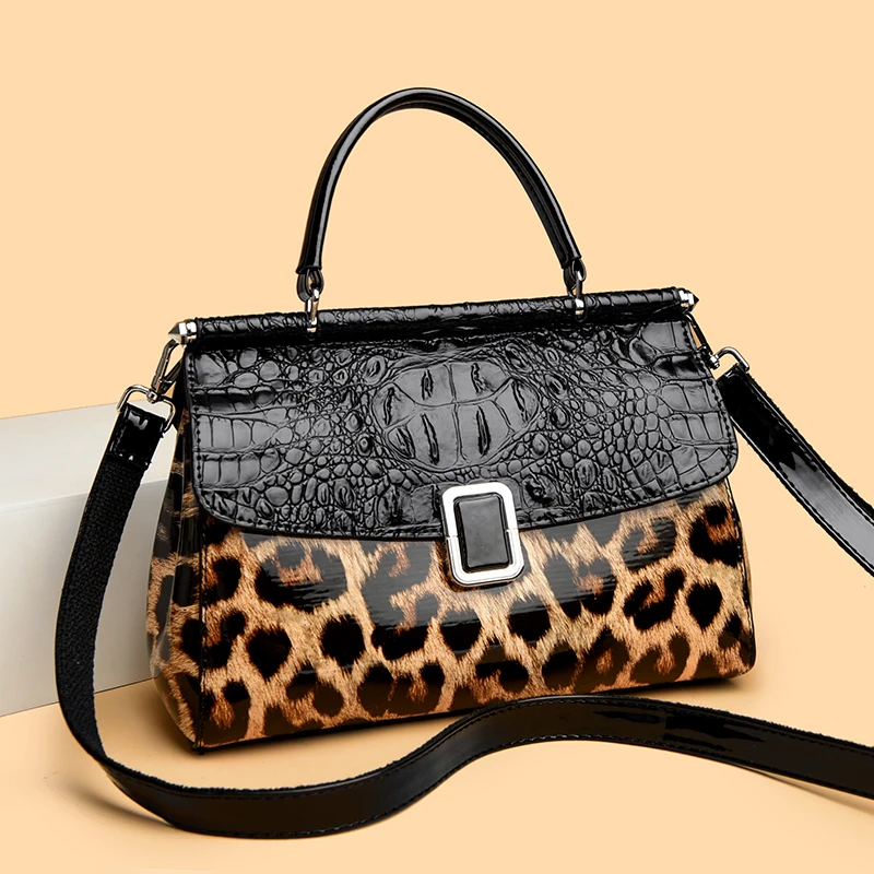 

Luxury Patent Leather Women Shoulder Crossbody Bag High Quality Female Crocod Pattern Handbag Fashion Messenger Tote Bags