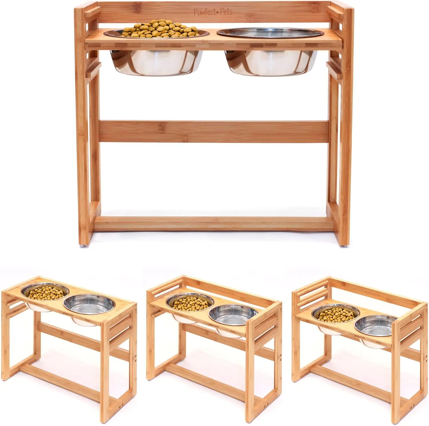 

Регулируемые по высоте приподнятые миски для собак крупных пород с мисками из нержавеющей стали, защита от проливания