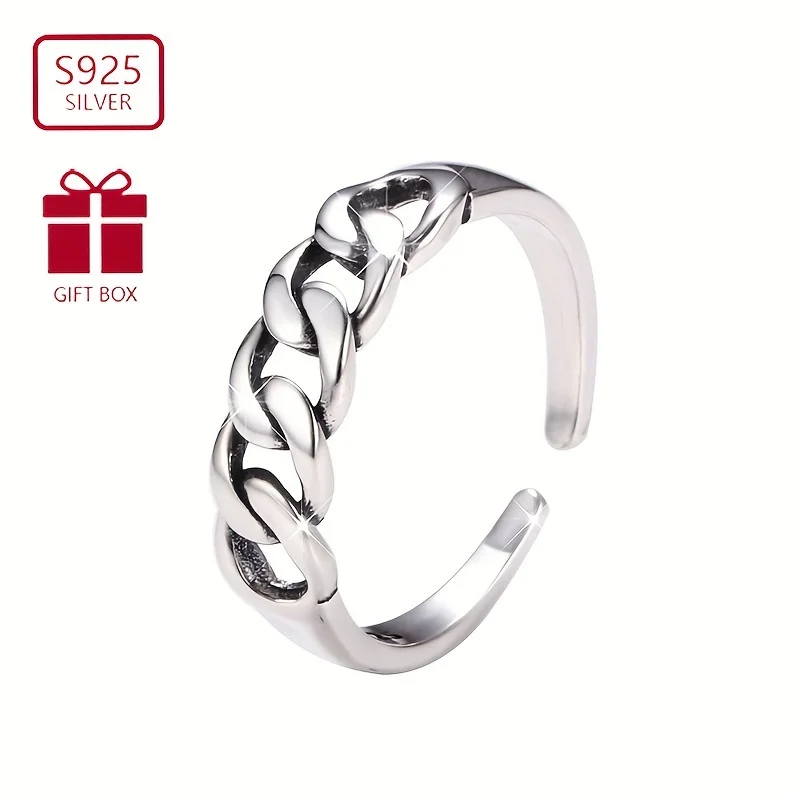 

Elegant Vana Twist Ring - 925 Sterling Silver, Adjustable Cutout for Women | Perfect for Everyday Wear and the Perfect Holiday G