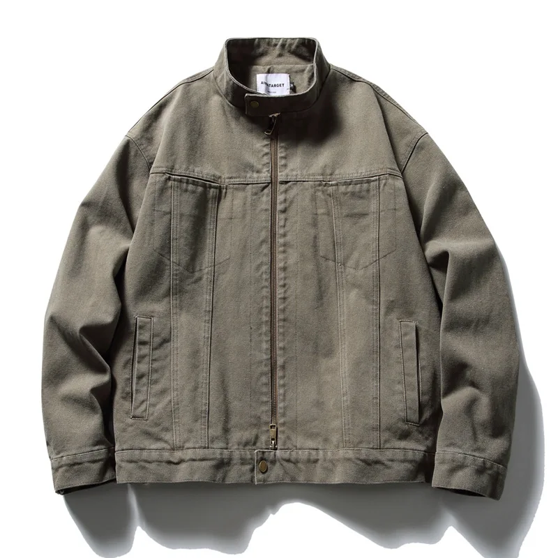 

Japanese-style Retro Amekaji Washed Harrington-collar Jacket Vintage Unisex Loose 100% Cotton Detroit Canvas Workwear Coat