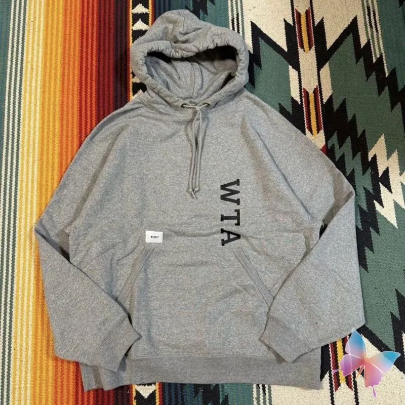 Winter Wtaps Hoodies Casual Loose Side Letter Print WTA Men Drawstring Hooded Sweatshirts Oversized Street Cleanfit Hoodys