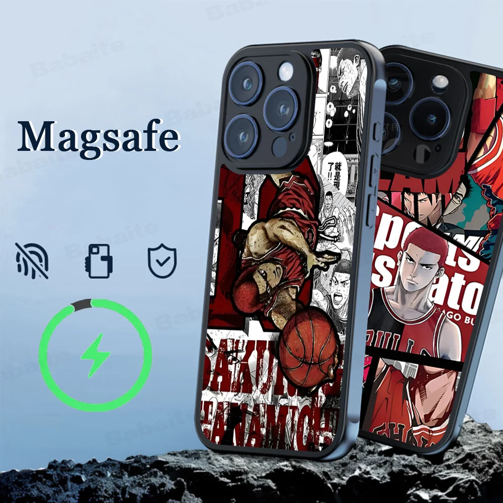 Japan Comic Slam dunk Sakuragi For iPhone 15 Pro Max Case 14 Plus 13 12 11 Magesafe Magnetic Wireless Charge Cover