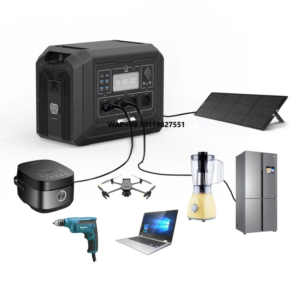 SOUOP 2000w mobile standby home lifepo4 bty outdoor pure sine wave rechargeable camping solar generator 1024wh portable