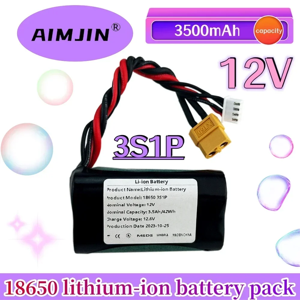 

3S1P 12V 3500mAh 42Wh UAV Rechargeable Li-ion Battery, for Various RC Airplane Quadrotor Connector XH2.54+XT60