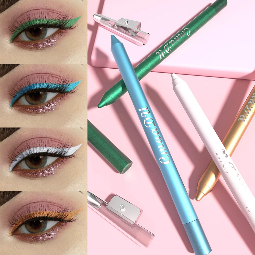 12 Kleuren Matte Gel Eyeliner Potloodset Waterdicht Rokerig Blauw Zwart Kleurrijk Liggend Zijderups Oogschaduw Glad Pigment Make-Up