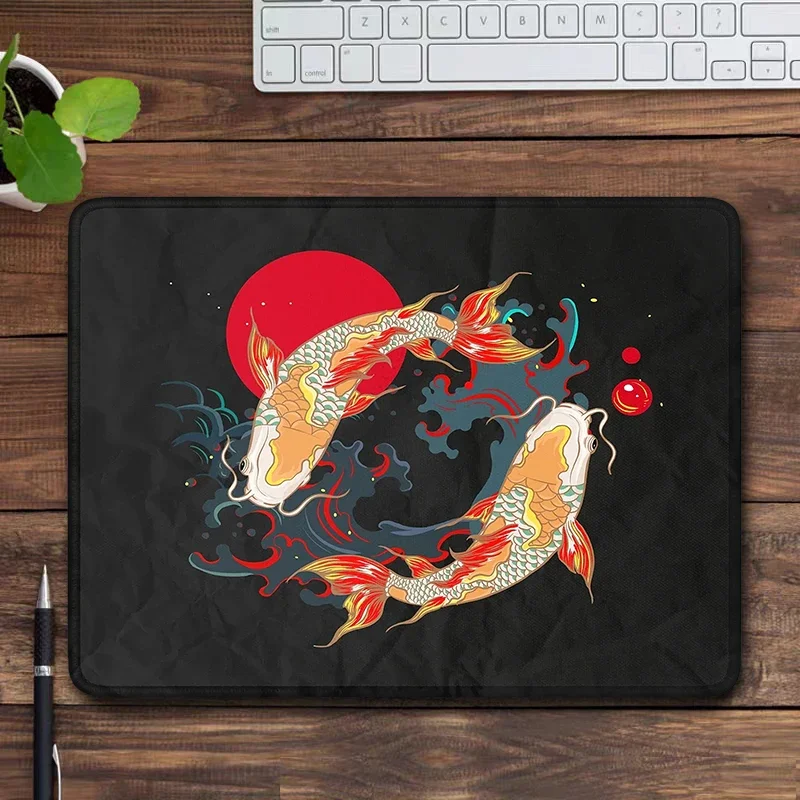 Japanese Art Desk Mat Fish Mouse Pad Small Laptop Computer Accessories Mouse Mat Sun Mousepad Gamer Pc Pads Gaming Deskpad