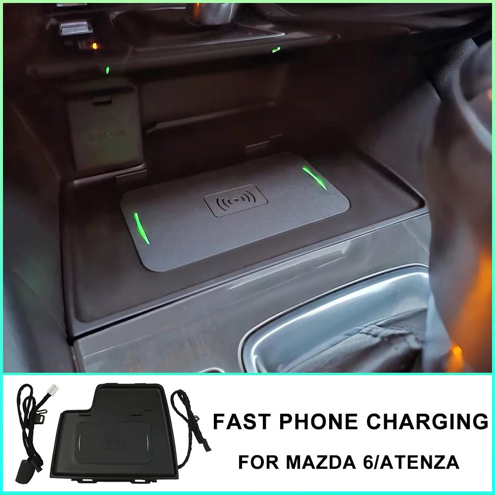 15W car wireless charger for Mazda 6 Atenza 2014-2018 charging pad fast charge phone holder mobile mount accessories interior