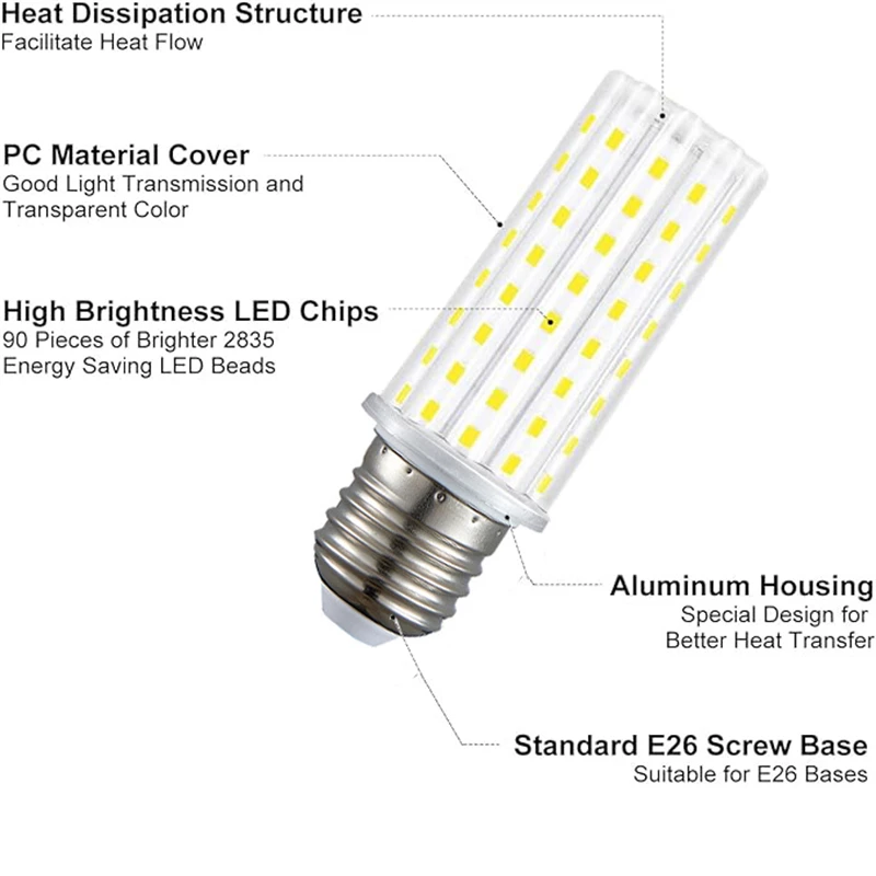 Imagem -02 - Lâmpada de Milho Led Lâmpada de Milho Tricolor Luz Variável Chip Smd 2835 E27 E14 5w 9w 12w