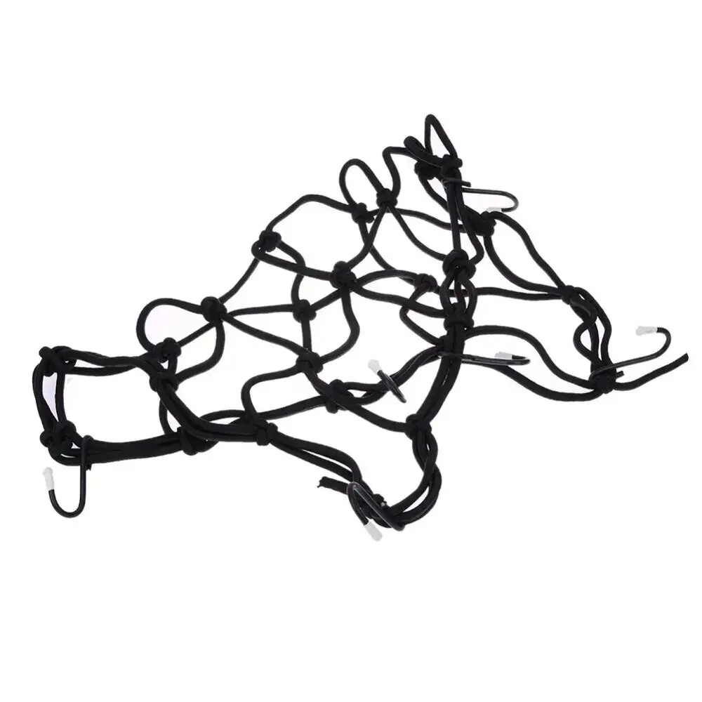 1pc Motorcycle Luggage Net Bike 6 Hooks Hold down Fuel Tank Luggage Mesh Web Bungee Black Motorcycle Bike Tank Car Styling