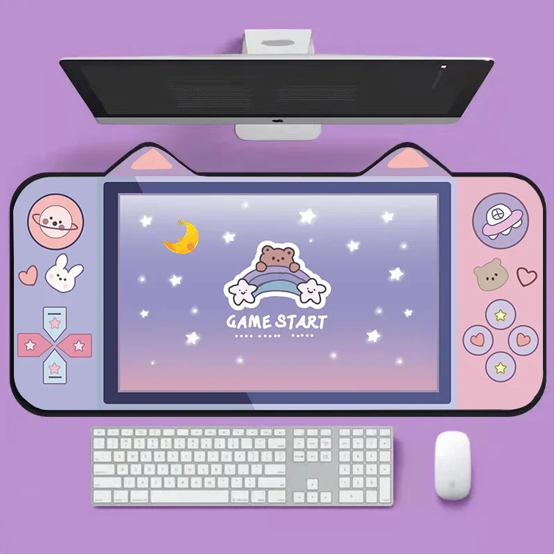 

Cat Ear Kawaii Mouse Pad Large Gaming Mat Non-Slip Thickened Rubber for Computer Laptop Office Desktop