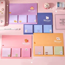 Cute Cartoon Bear Sticky Note, Etiqueta da mensagem, N Times Memo Pad, Scrapbooking, Papelaria de etiqueta escolar, 60pcs