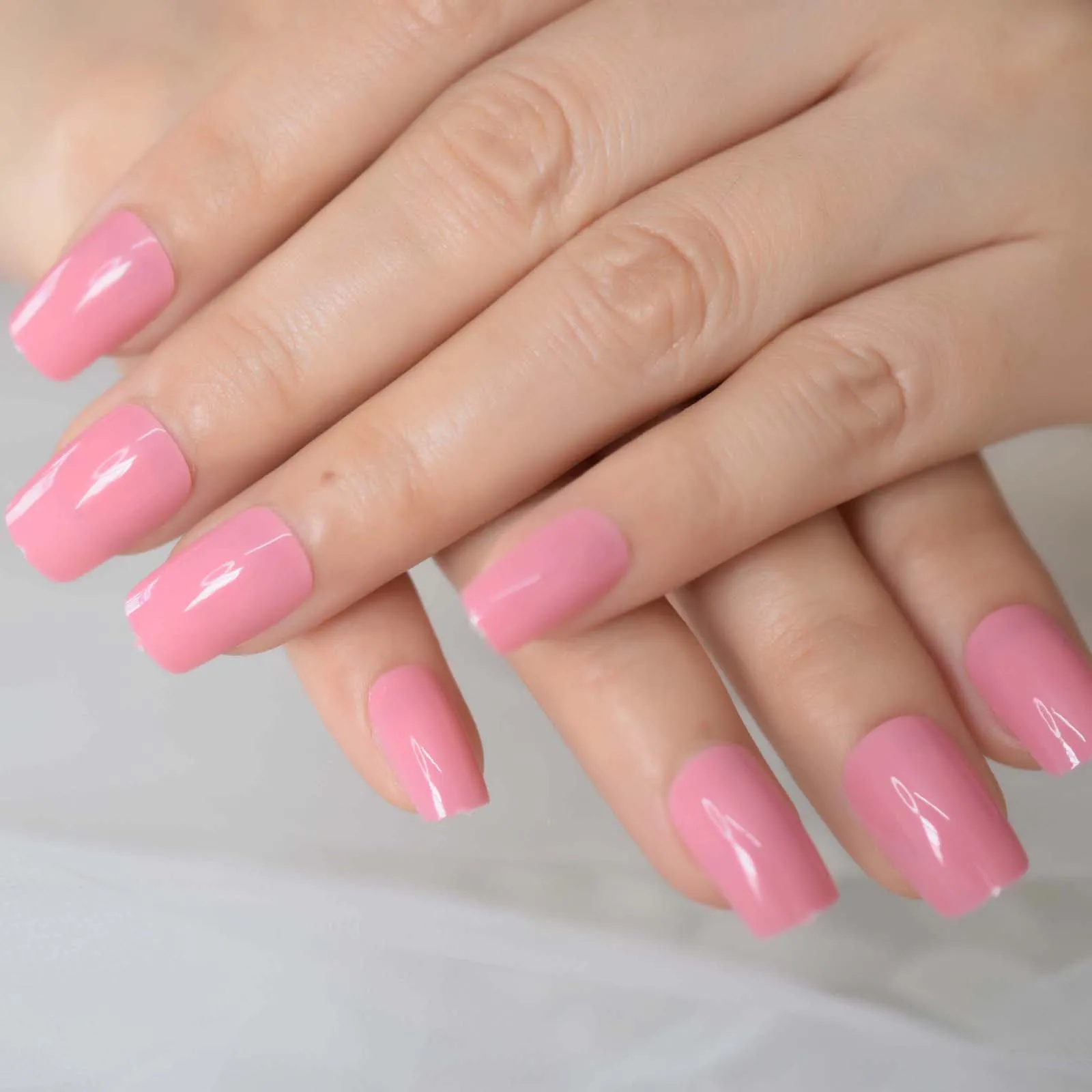 24 pçs imprensa em unhas falsas geléia rosa artificial dicas de unhas falsas para escritório casa quadrado falso ongle livre cola adesivo fácil usar