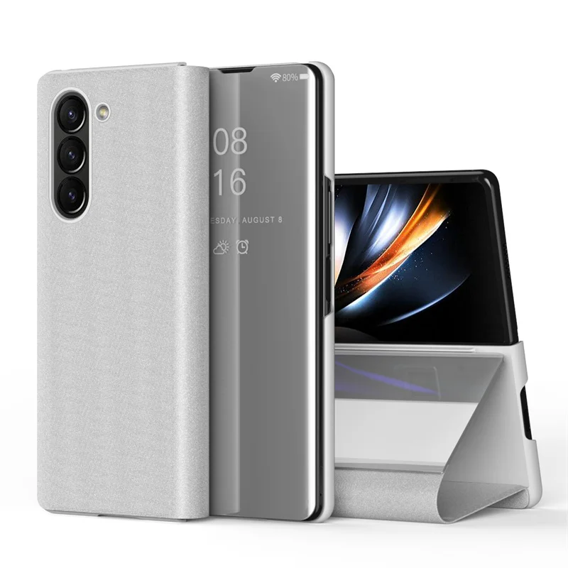 Voor Samsung Galaxy Z Fold 7 6 5 4 3 5G Fold7 Mode Slanke Plastic Schokbestendige Telefoon Case Spiegel Boek Stand Beschermende Smart Cover
