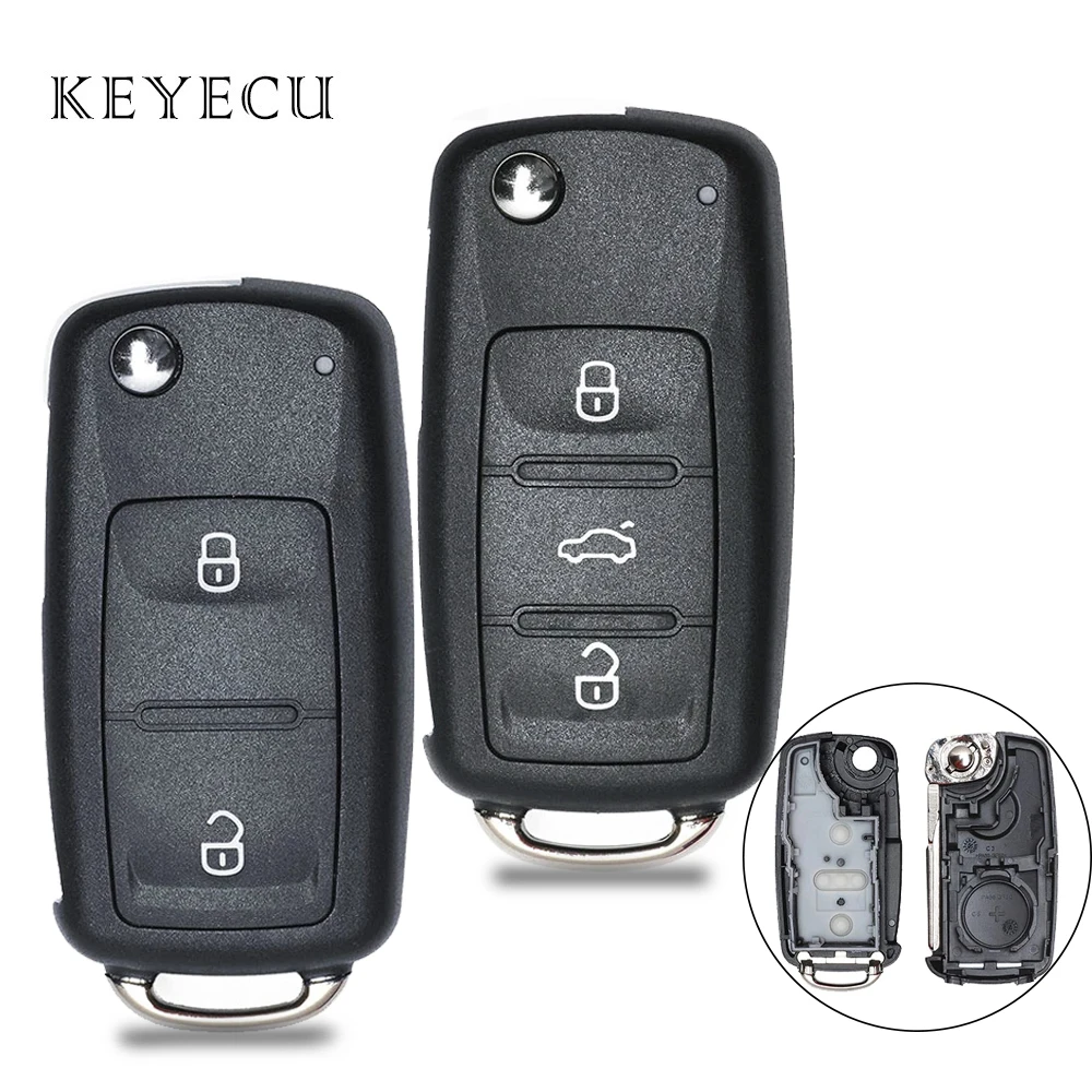 

Flip Remote Car Key Fob Shell Case Cover Housing Replacement 2 / 3 Buttons for VOLKSWAGEN VW Tiguan Golf Sagitar Polo MK6