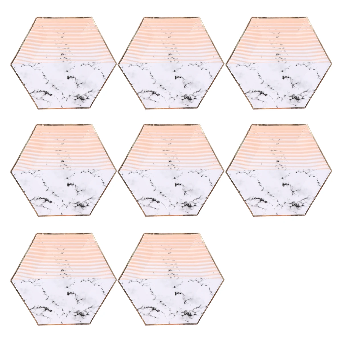 

8 PCS Pink Gold Stamping Paper Tray Dinner Plates Dishes Disposable Party Supplies