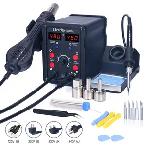 SILVERFLO 8586D 2 in 1 WELDING STATE, WELL AIR PLANE SOLD STATE WITH 2 DIGITAL DISPLAY, 10 MINUTE SUSPENSION MODE FOR SMD BACKGROUND 10 Main Sales Solder and Hot Air Station - №3